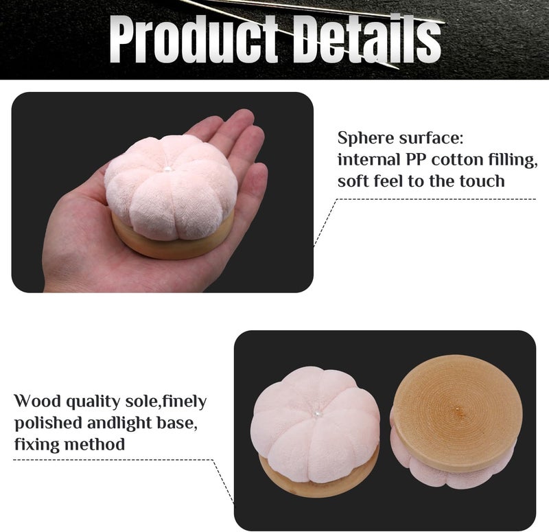 Uxney Pin Cushion,Wooden Sewing Pin Cushion Pincushion Needle Cushion for Sewing Quilting Needlework DIY Crafts(Light Pink,2 PCS) - Image 4